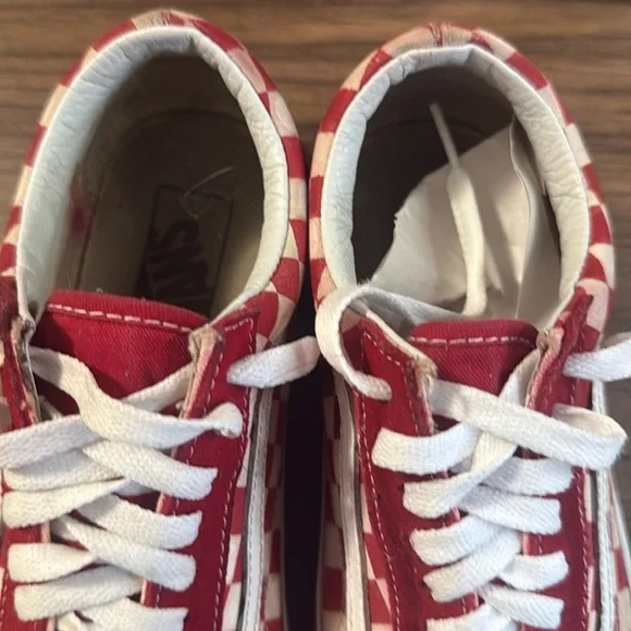 Vans Red and White Checkered Unisex Old Skool Skate Shoes Size 9.0 - Picture 6 of 8